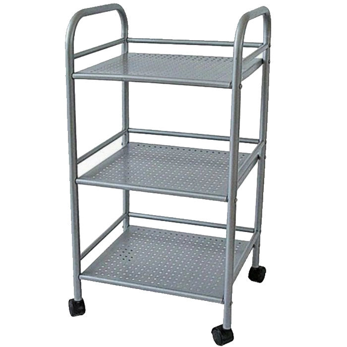 Carrello Portaoggetti Multiuso 3 Ripiani Bagno Cucina Parrucchiere Estetista 4 Ruote in Acciaio