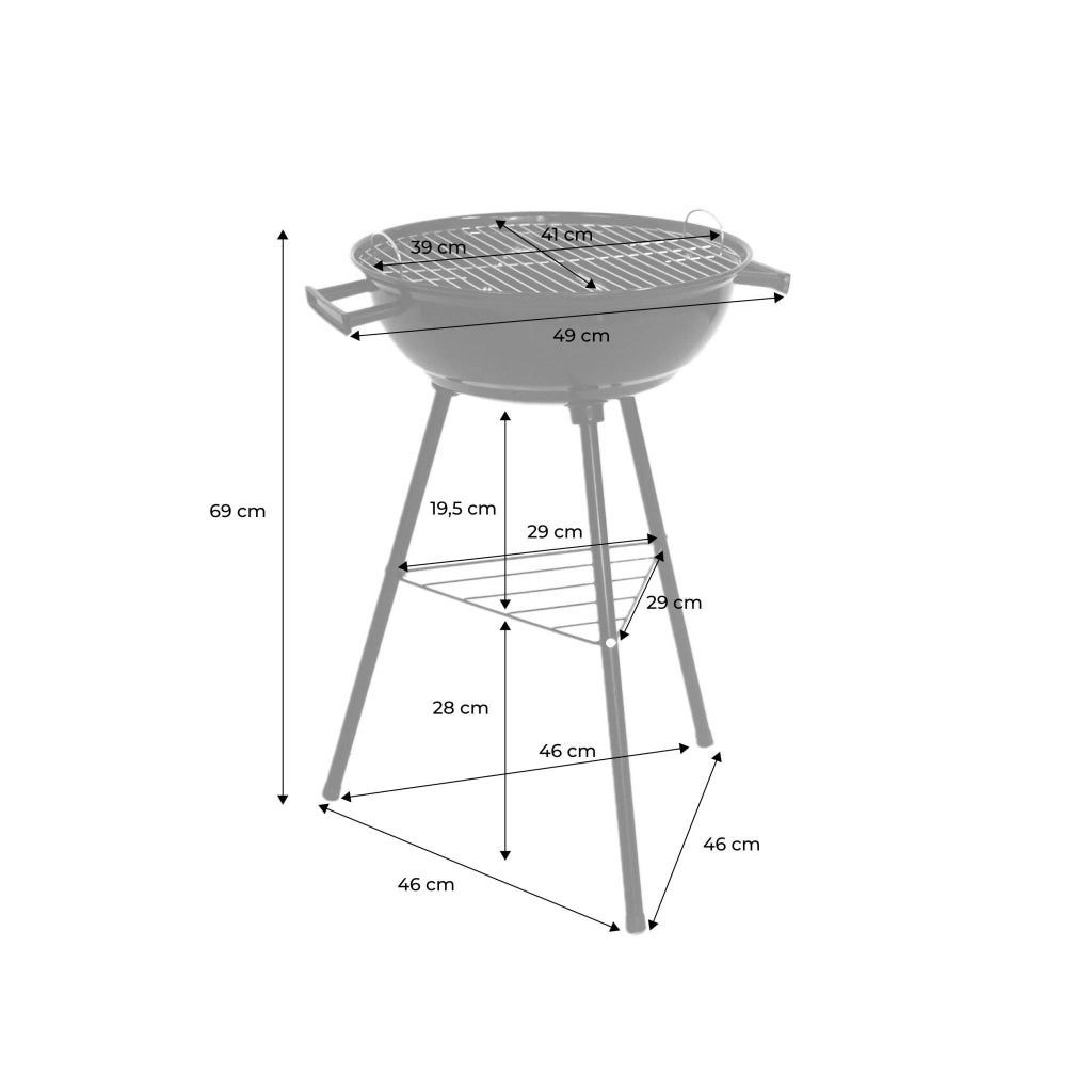 Barbecue a carbonella, ø39cm, nero
