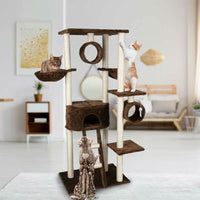 Tiragraffi Gatti Albero Sisal Parco Giochi Gatto Tira Graffi Alto 165cm Marrone