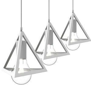 Lampadario Lampada Sospensione Piramide 18cm Design Moderno Paralume Bianco