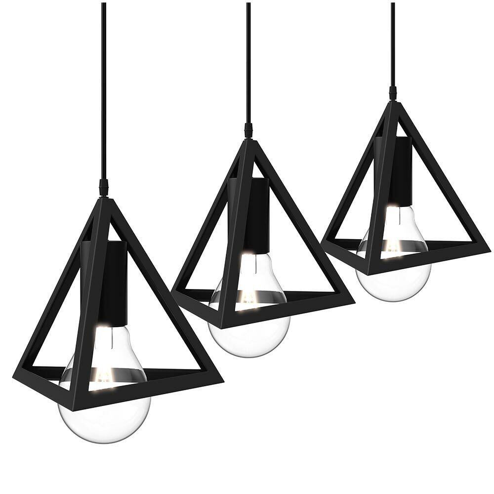 Lampadario Lampada Sospensione Piramide 18cm Design Moderno Paralume Nero