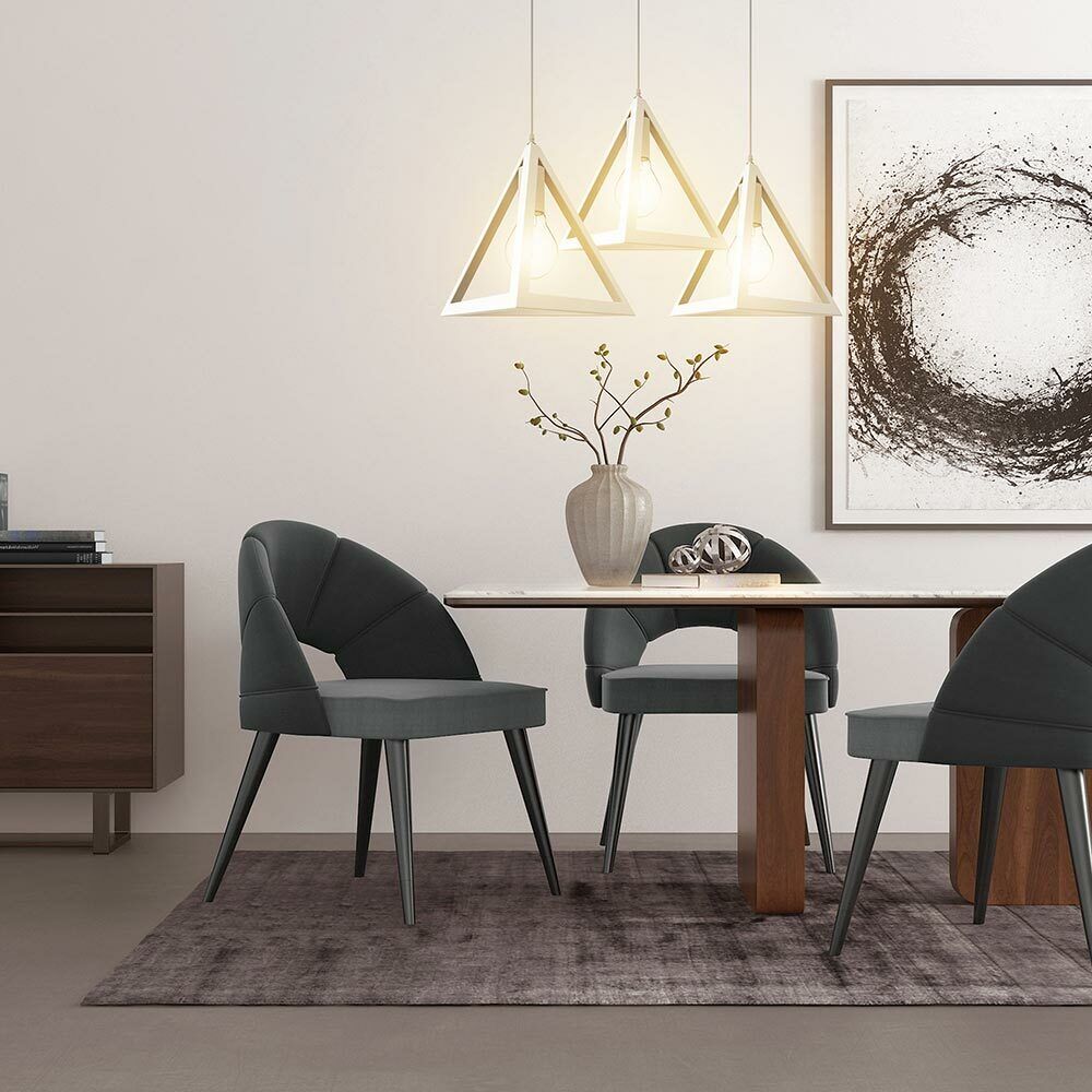 Lampadario Lampada Sospensione Piramide 25cm Design Moderno Paralume Bianco