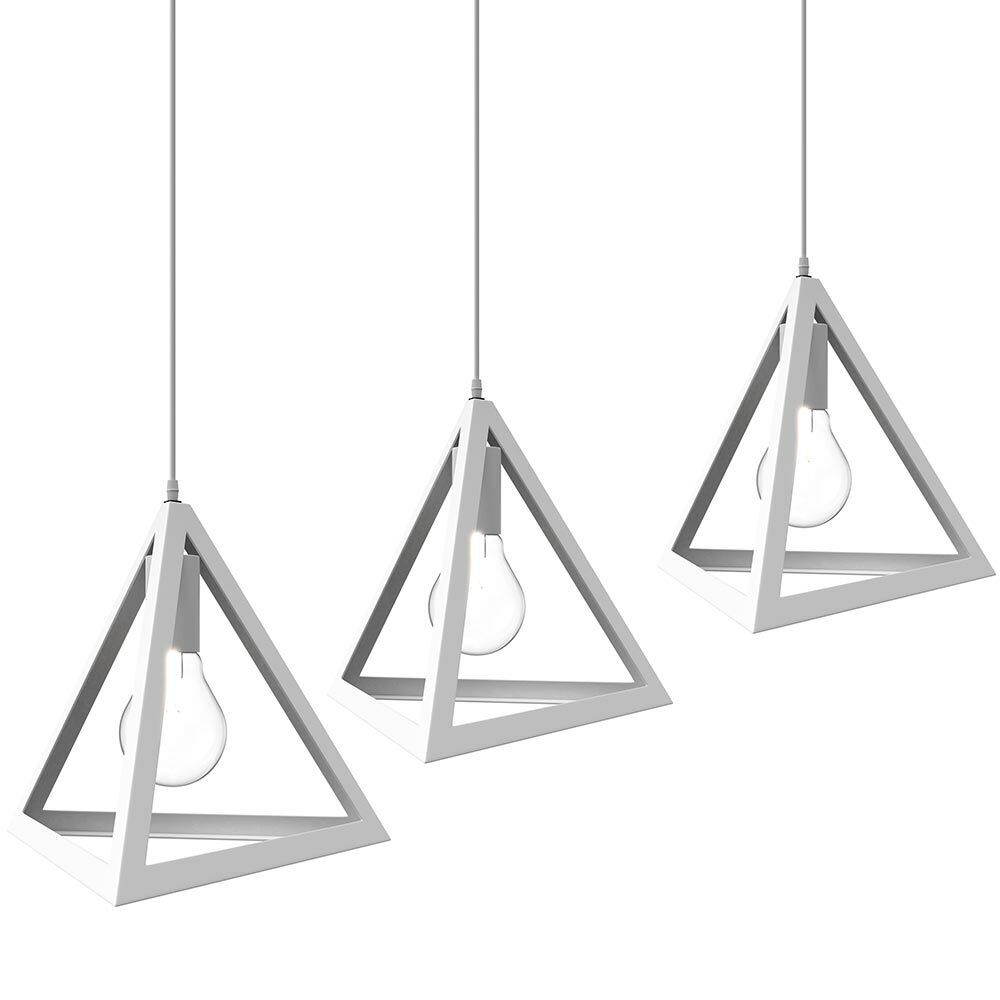 Lampadario Lampada Sospensione Piramide 25cm Design Moderno Paralume Bianco