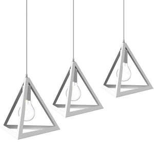 Lampadario Lampada Sospensione Piramide 25cm Design Moderno Paralume Bianco