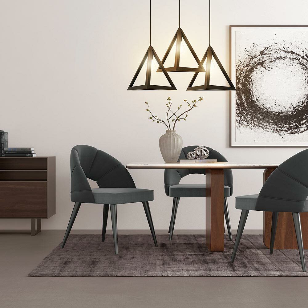 Lampadario Lampada Sospensione Piramide 30cm Design Moderno Paralume Nero