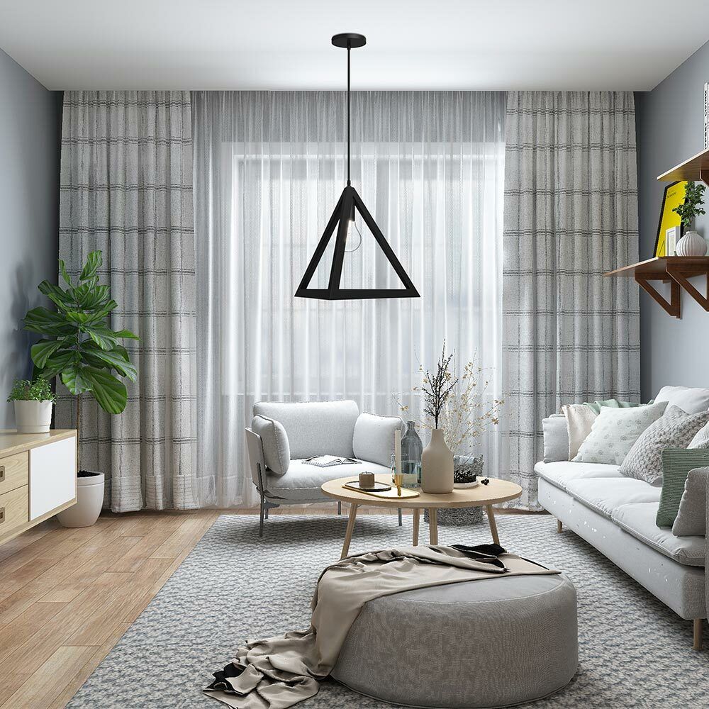 Lampadario Lampada Sospensione Piramide 30cm Design Moderno Paralume Nero