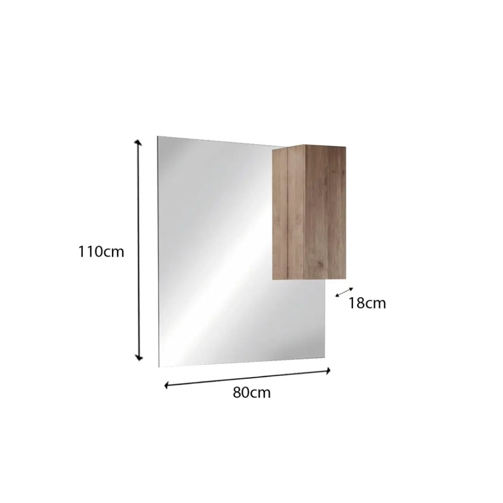 Miroir FRASSI – Design in rovere chiaro con storage – L80 x H110 x P18 cm