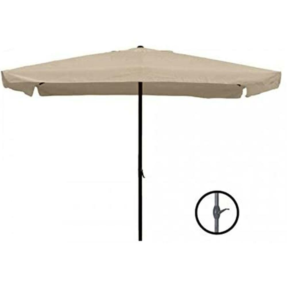 Ombrellone Giardino Palo Centrale 3x2 Tortora Telo con Flap Chiusura Carrucola