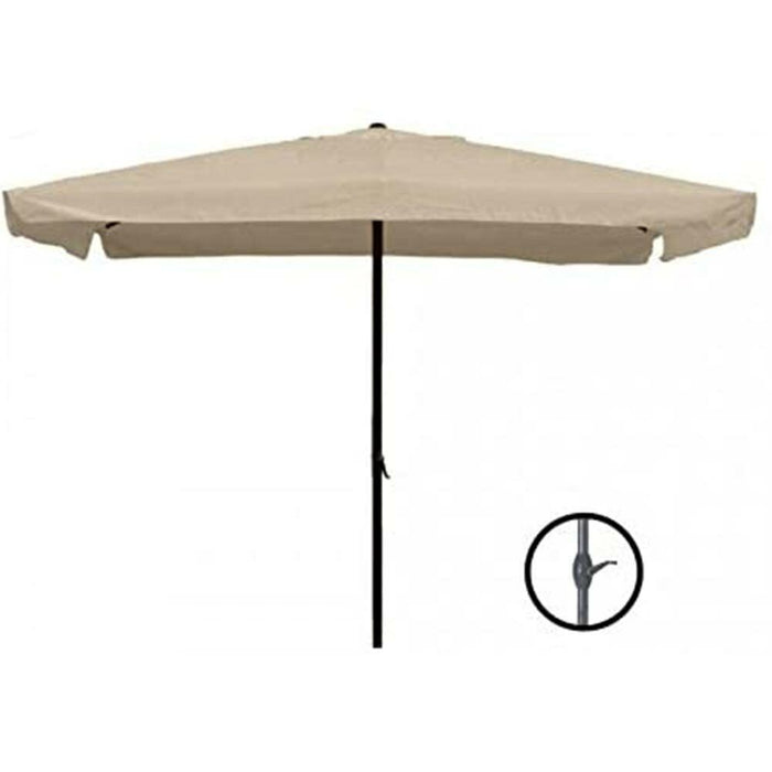Ombrellone Giardino Palo Centrale 3x2 Tortora Telo con Flap Chiusura Carrucola