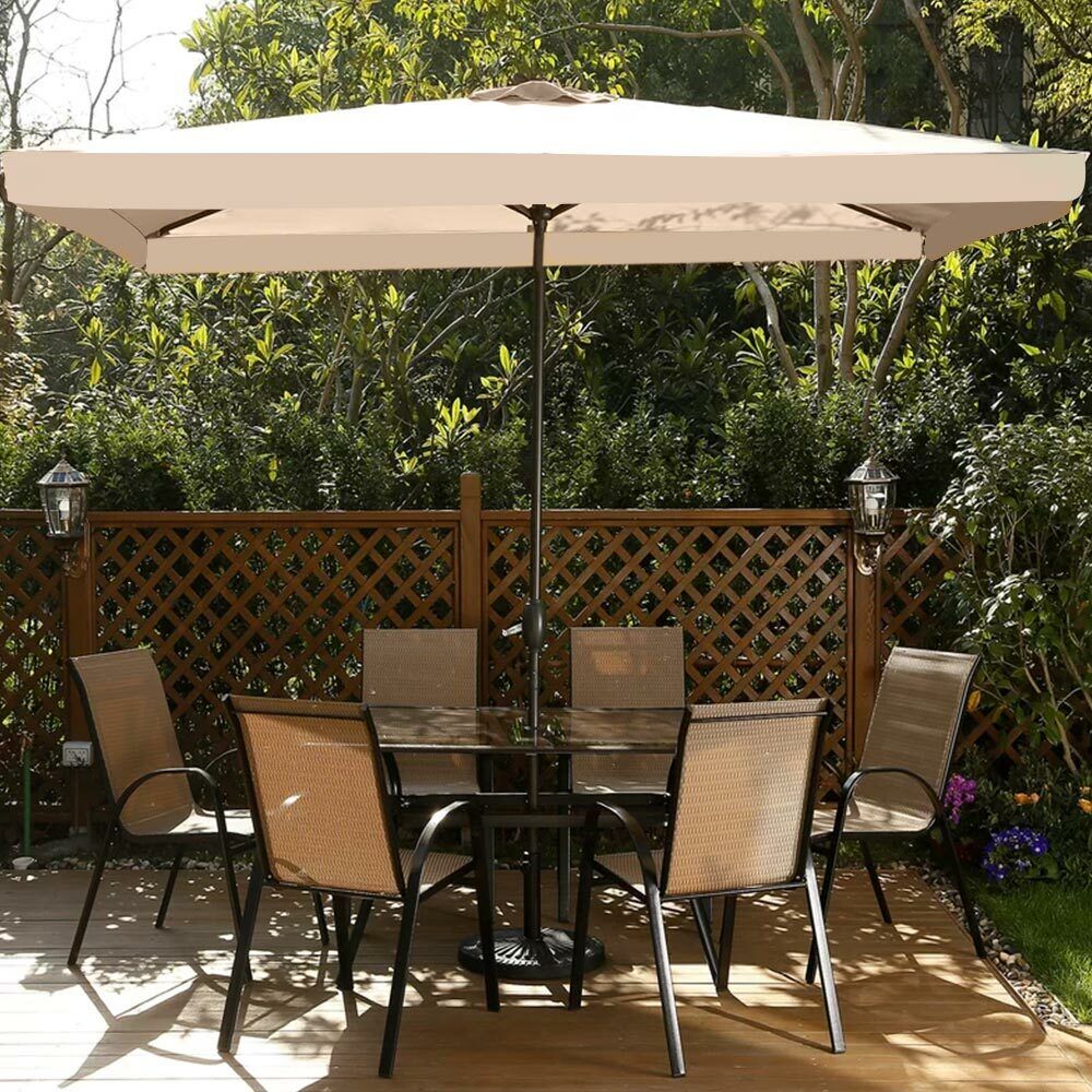 Ombrellone Giardino Palo Centrale 3x2 Tortora Telo con Flap Chiusura Carrucola