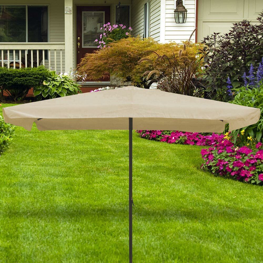 Ombrellone Giardino Palo Centrale 3x2 Tortora Telo con Flap Chiusura Carrucola