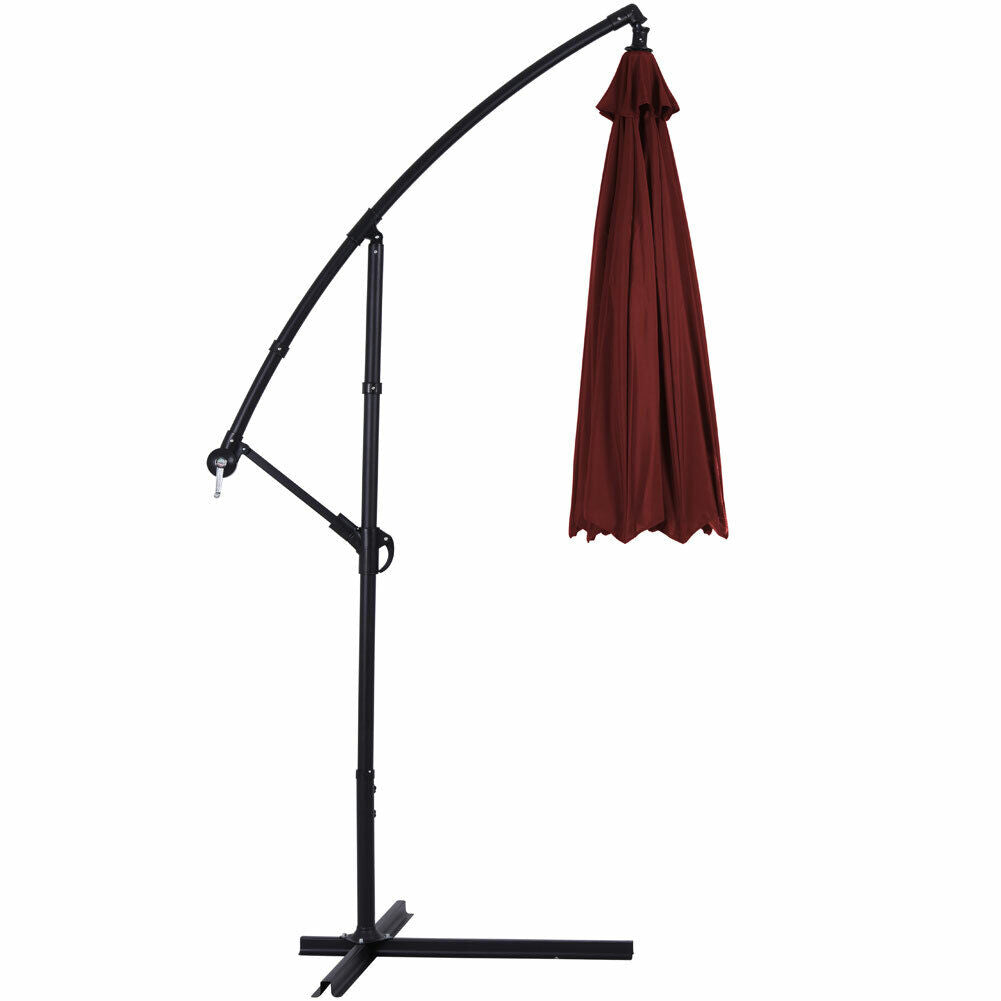 Ombrellone Giardino Decentrato 3x3 Mt Rosso Vino Palo Alluminio Gazebo Piscina