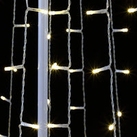 Albero Natale Luminoso 224cm 592 LED Bianco Caldo 8 Giochi Luce Metallo Esterno