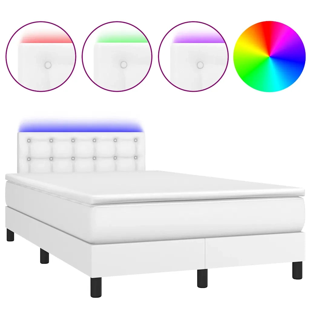 Giroletto Molle con Materasso e LED Bianco 120x190cm Similpelle 3270136