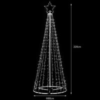 Albero Natale Luminoso 224 cm 592 LED BLU 8 Giochi Luce in Metallo per Esterno