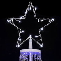 Albero Natale Luminoso 224 cm 592 LED BLU 8 Giochi Luce in Metallo per Esterno