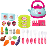 Cucina Giocattolo Bambini Luci Suoni e Bollitore Funzionante 29 Accessori Rosa
