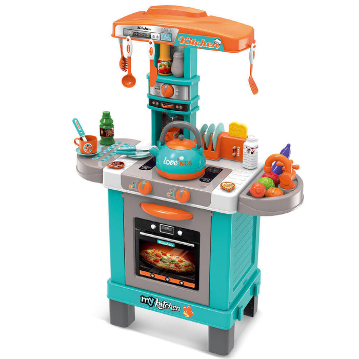 Cucina Giocattolo Bambini Luci Suoni e Bollitore Funzionante 29 Accessori Azzurr