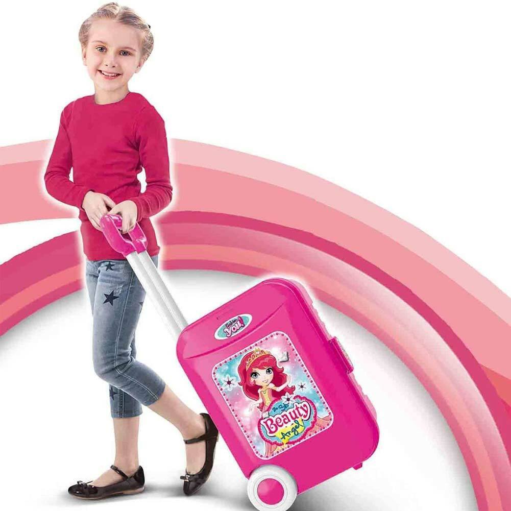 Specchiera Make-up Giocattolo Bambini Richiudibile Trolley Luci Suoni Accessori