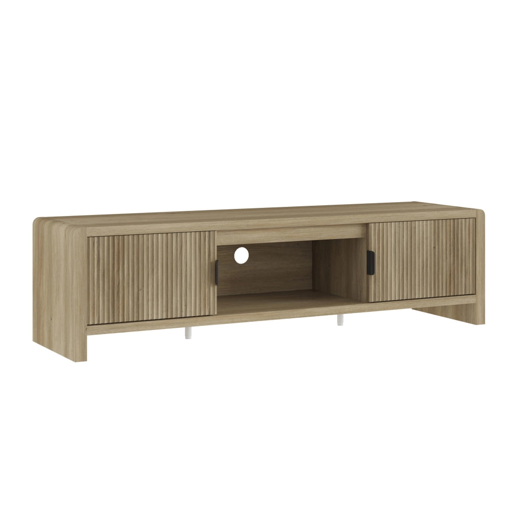 Mobile TV Lukkodso con 2 Ante e Vano Centrale Aperto 150x40x40 cm Effetto Rovere Medio Chiaro [en.casa]