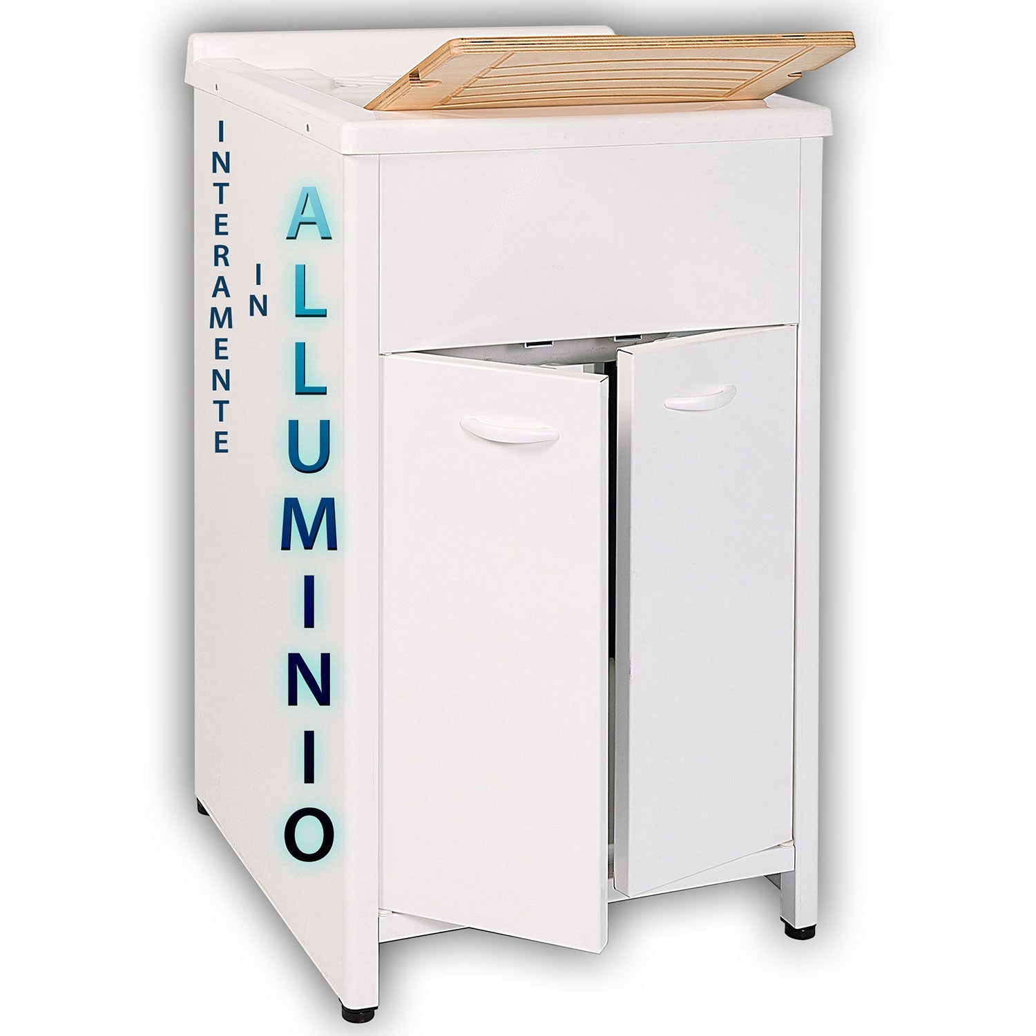 Mobile Lavatoio da Esterno in Polipropilene e Alluminio 50x50x83 cm Bianco