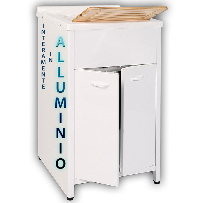 Mobile Lavatoio da Esterno in Polipropilene e Alluminio 50x50x83 cm Bianco