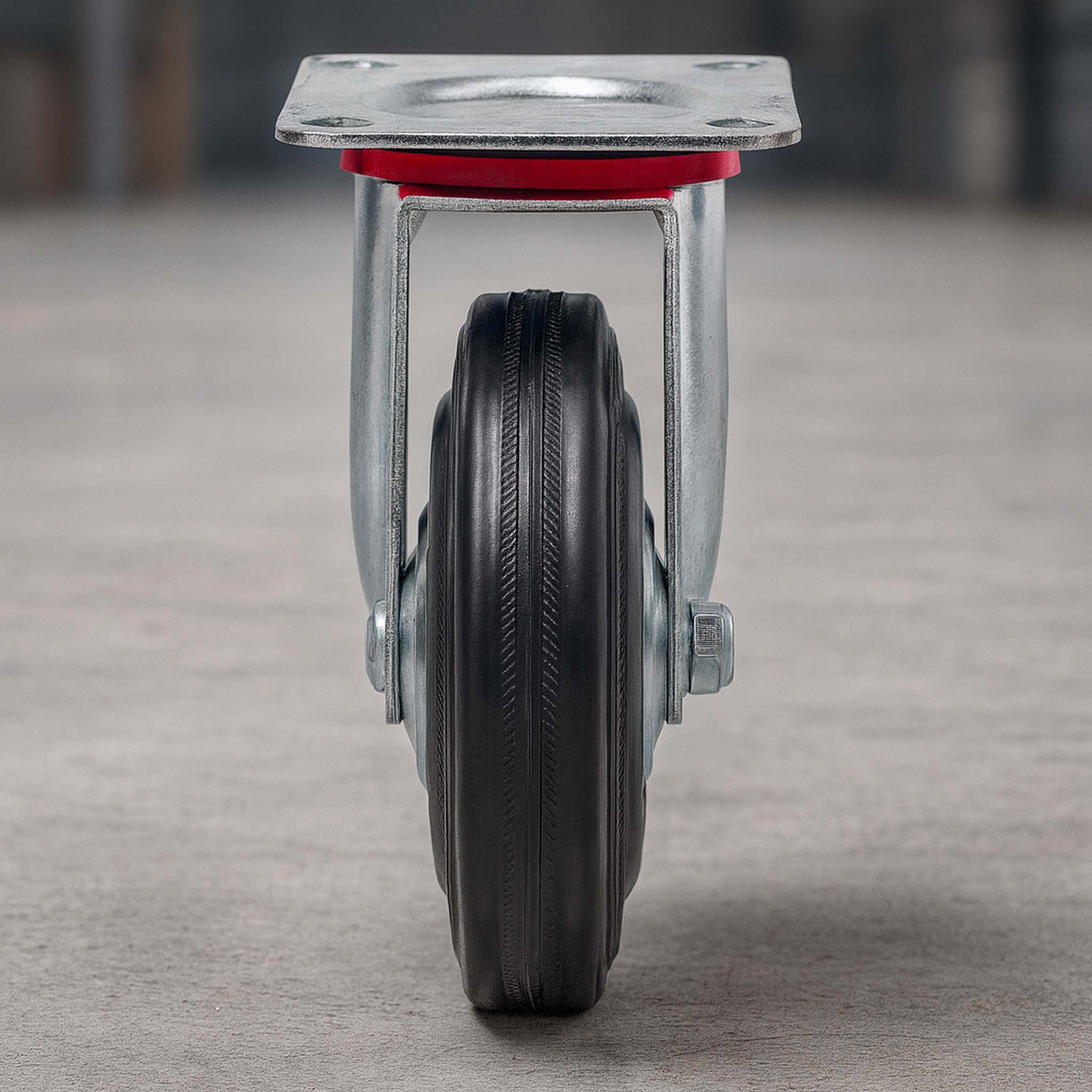 Ruota piroettante, rivestimento in gomma piena, Rotella 200mm max 150kg con nucleo in metallo