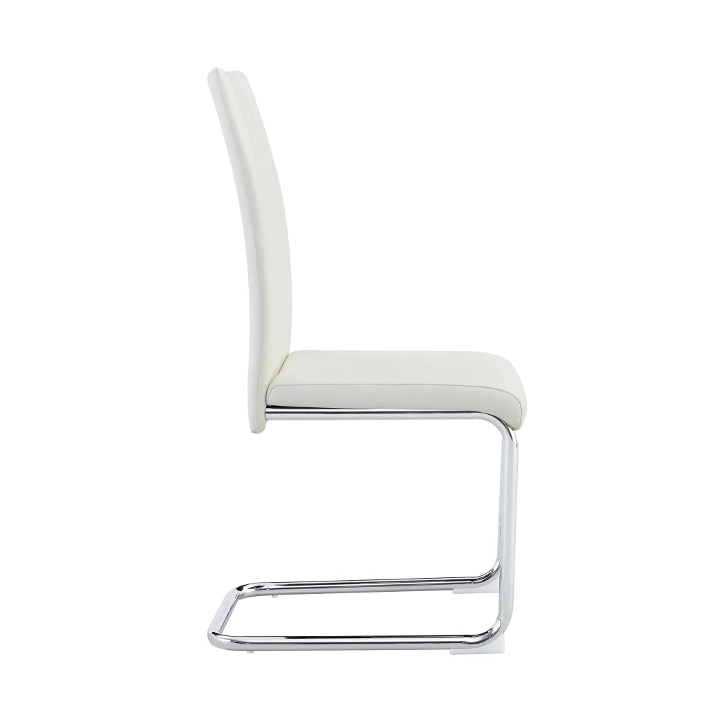 Sedie da Pranzo Imbottite in Ecopelle ¨C MINIMAL ¨C Bianche, Gambe in Metallo, Set 2 Pezzi
