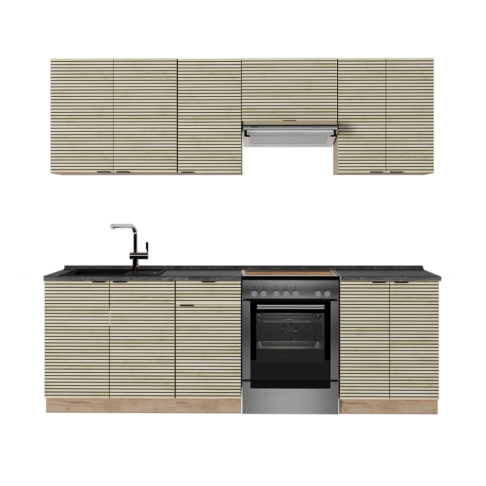 Cucina componibile Fame-Line Pannello in quercia/Rovere dorato 240 cm, PL Antracite Vicco