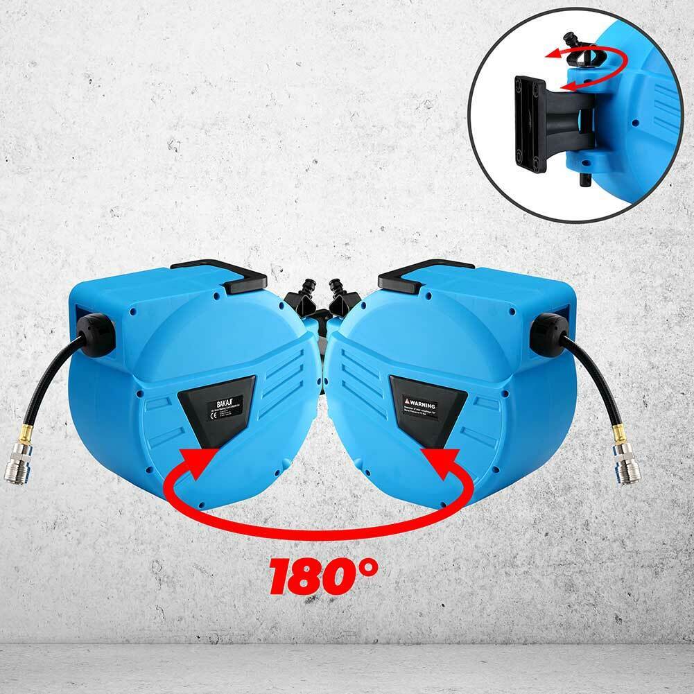 Avvolgitubo per aria compressa con tubo da 10 mt, attacco da 1/4, fissaggio a parete