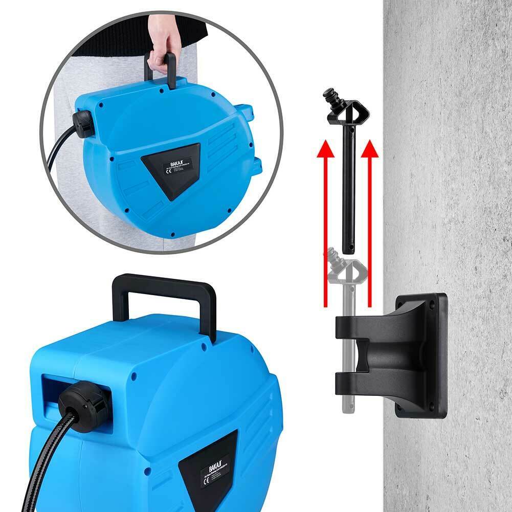 Avvolgitubo per aria compressa con tubo da 10 mt, attacco da 1/4, fissaggio a parete