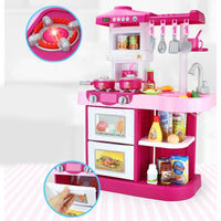 Cucina Giocattolo Bambini Fornello Luci Suoni 30 Accessori Gioco 52x26x72cm Rosa