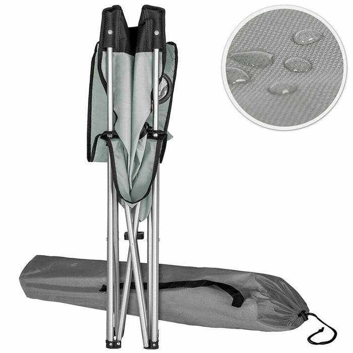 2x Sedie Pieghevoli Da Campeggio Con Borsa Camping Sedia Spiaggia Esterno Grigio