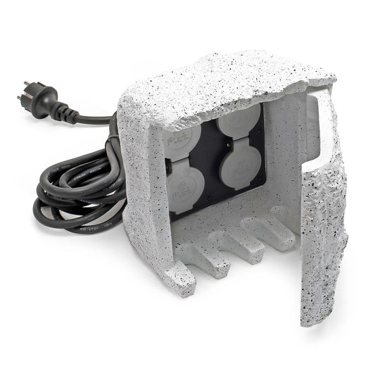 Presa multipla per esterno 4 prese cavo 5m Multipresa da giardino effetto pietra, protezione IP44