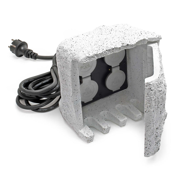 Presa multipla per esterno 4 prese cavo 5m Multipresa da giardino effetto pietra, protezione IP44