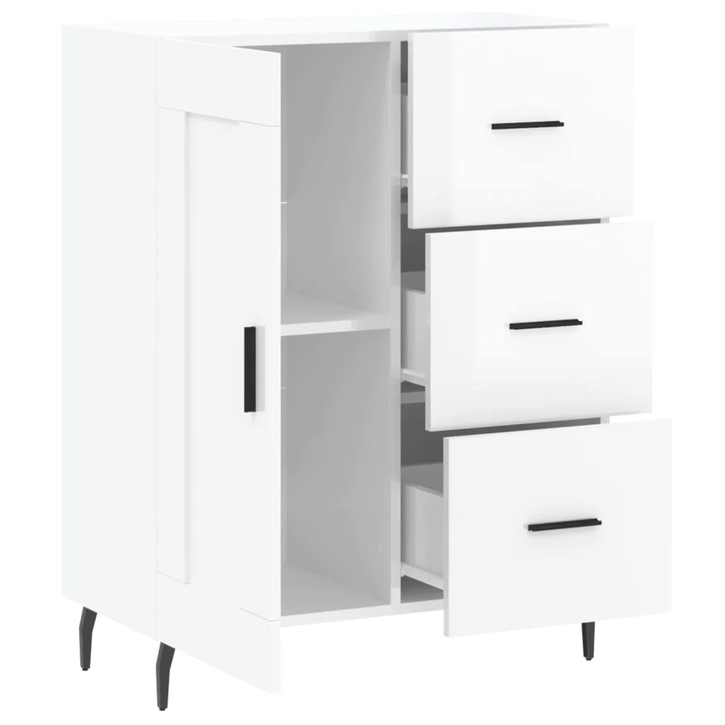 Buffet credenza cassettiera mobiletto mobile contenitore organizer per cucina soggiorno finitura lucida 69,5 x 34 x 90 cm legno ingegnerizzato bianco 02_0030724