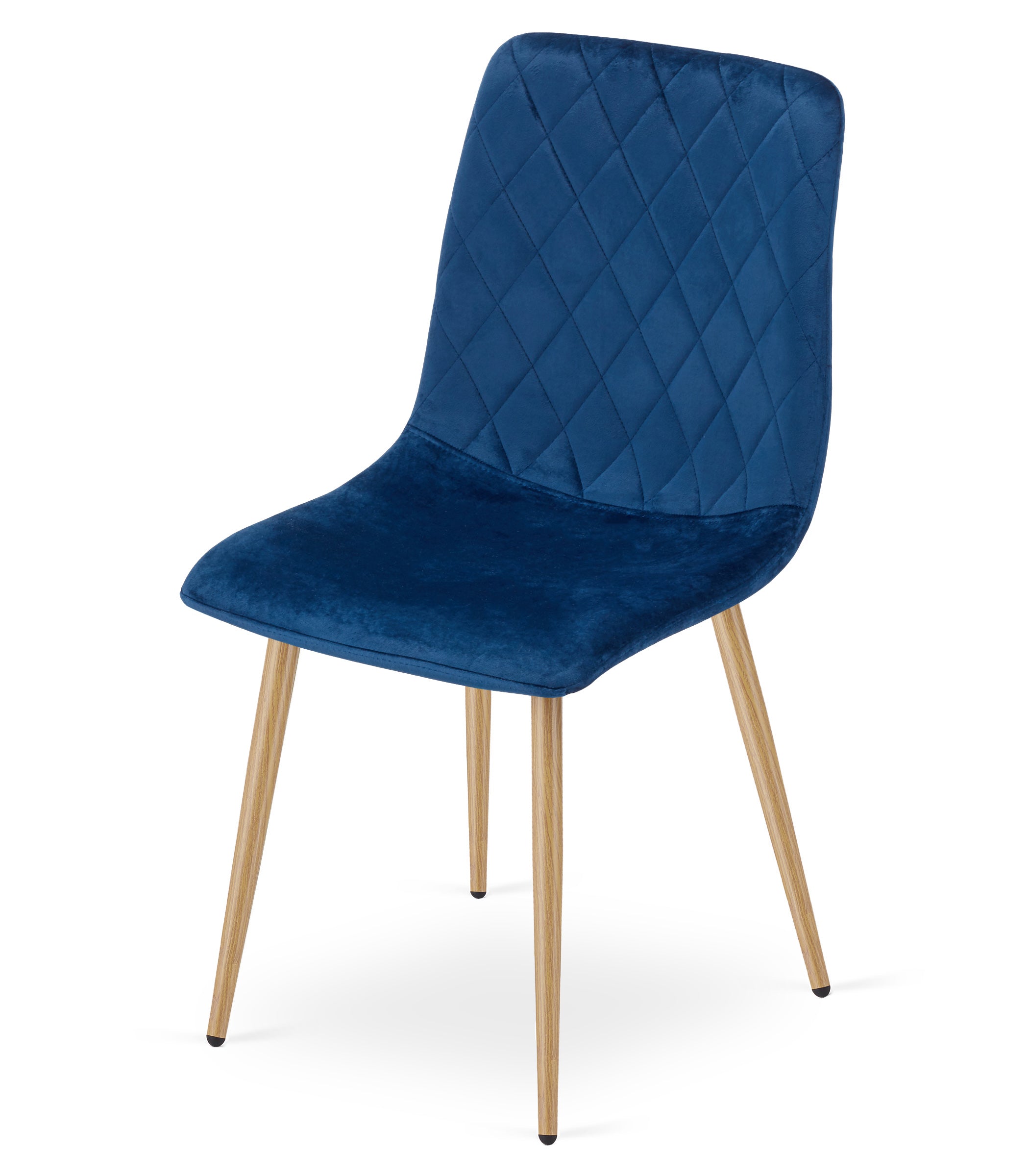 Sedia VALORA TURIN - Velluto blu navy con gambe color legno x 2