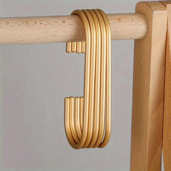 5 Haken a forma di C | Alluminio dorato | Casa / Armadio / Vestiarium | Doppio scopo: esporre e archiviare
