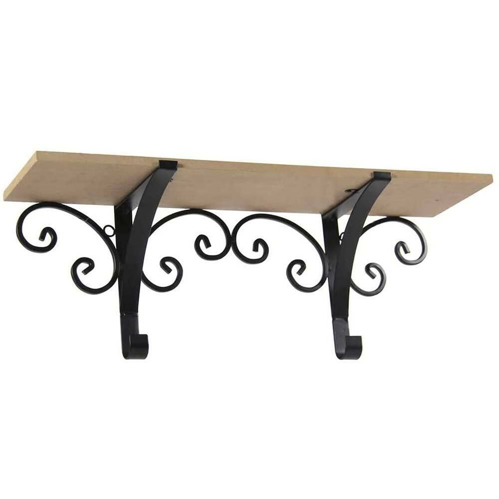 Mensola Parete Rettangolare Mensola Scaffale Metallo e Legno Design Rustico