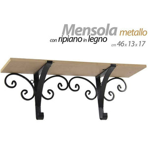 Mensola Parete Rettangolare Mensola Scaffale Metallo e Legno Design Rustico