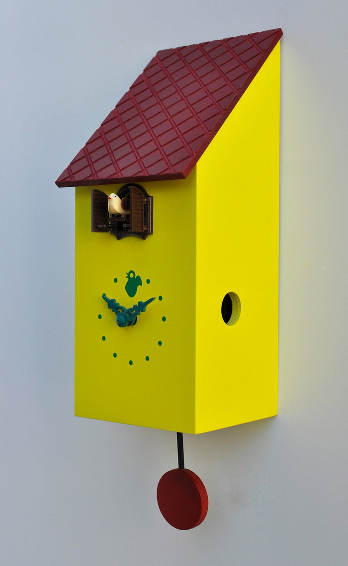 Orologio a Cucù da Parete 13x30x12 cm Pirondini Italia Portofino Giallo Zolfo