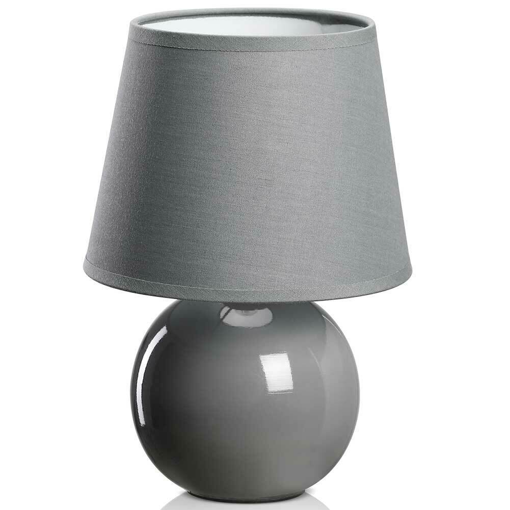 Lampada da Tavolo Lume Comodino Ceramica Tessuto Grigio Design Moderno Abatjour