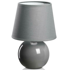 Lampada da Tavolo Lume Comodino Ceramica Tessuto Grigio Design Moderno Abatjour