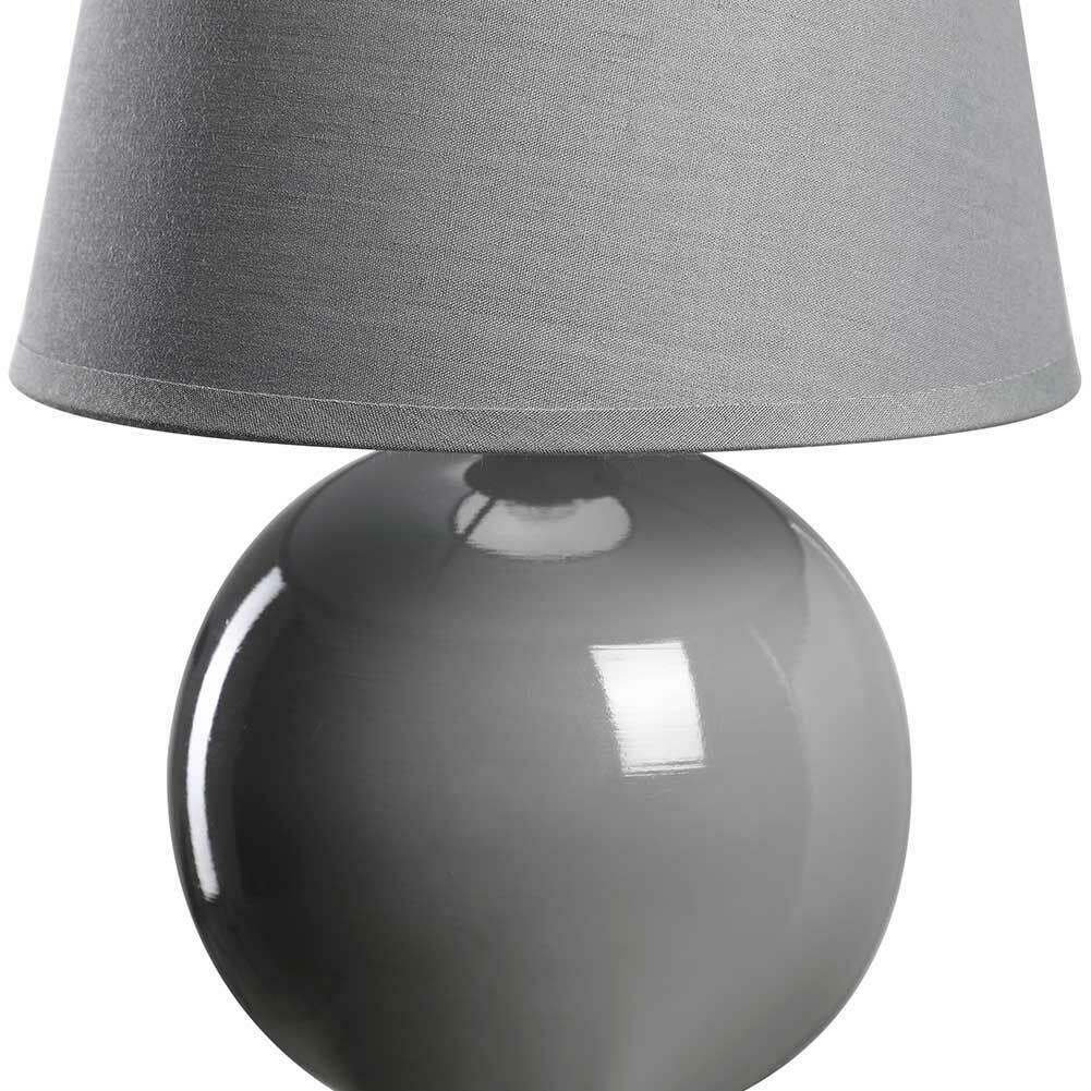 Lampada da Tavolo Lume Comodino Ceramica Tessuto Grigio Design Moderno Abatjour