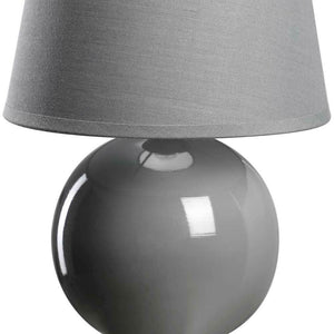 Lampada da Tavolo Lume Comodino Ceramica Tessuto Grigio Design Moderno Abatjour