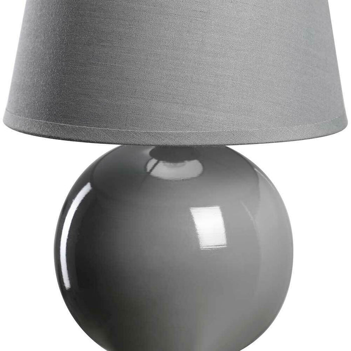 Lampada da Tavolo Lume Comodino Ceramica Tessuto Grigio Design Moderno Abatjour