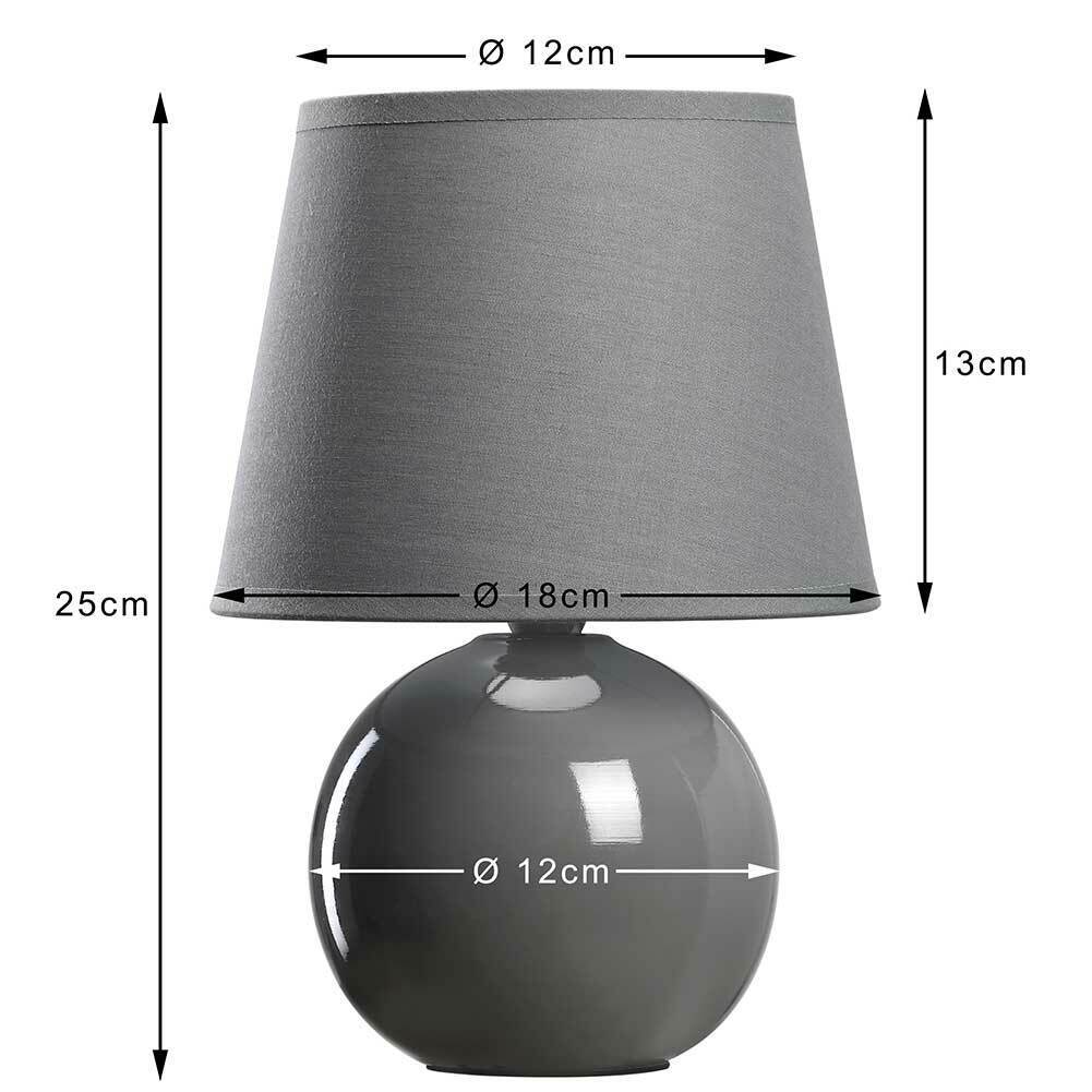 Lampada da Tavolo Lume Comodino Ceramica Tessuto Grigio Design Moderno Abatjour