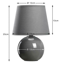 Lampada da Tavolo Lume Comodino Ceramica Tessuto Grigio Design Moderno Abatjour