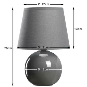 Lampada da Tavolo Lume Comodino Ceramica Tessuto Grigio Design Moderno Abatjour