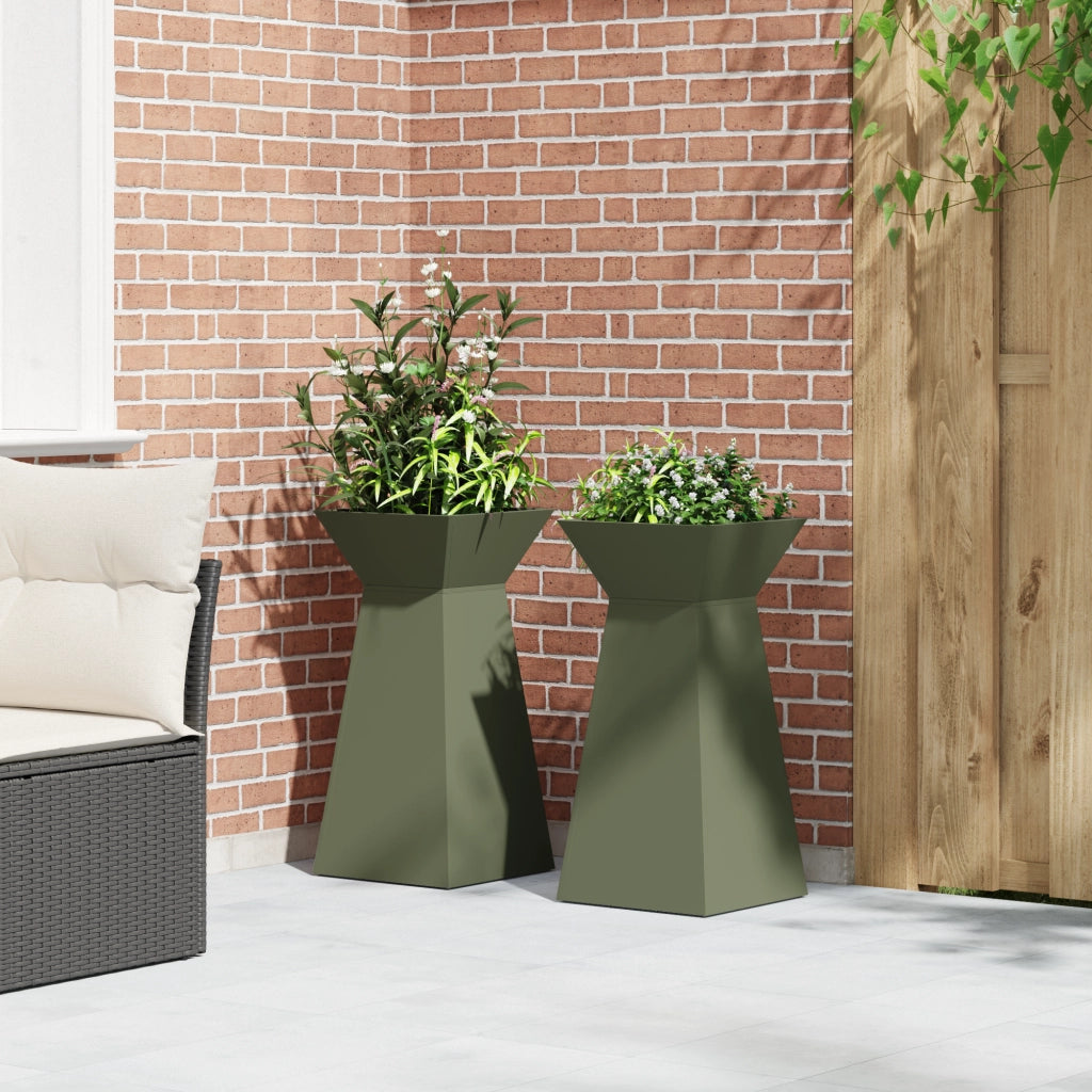 Set di Supporti per Piante Verde Oliva Metallo 35 x 35 x 73 cm
